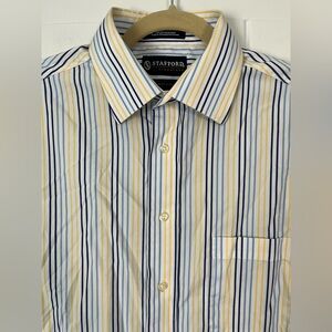 Stafford Blue and Yellow Casual Button Down Shirt